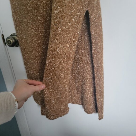 Anthropologie Cowl Neck Sweater Dress Size Large Sleeveless Heathered Brown - Picture 4 of 9